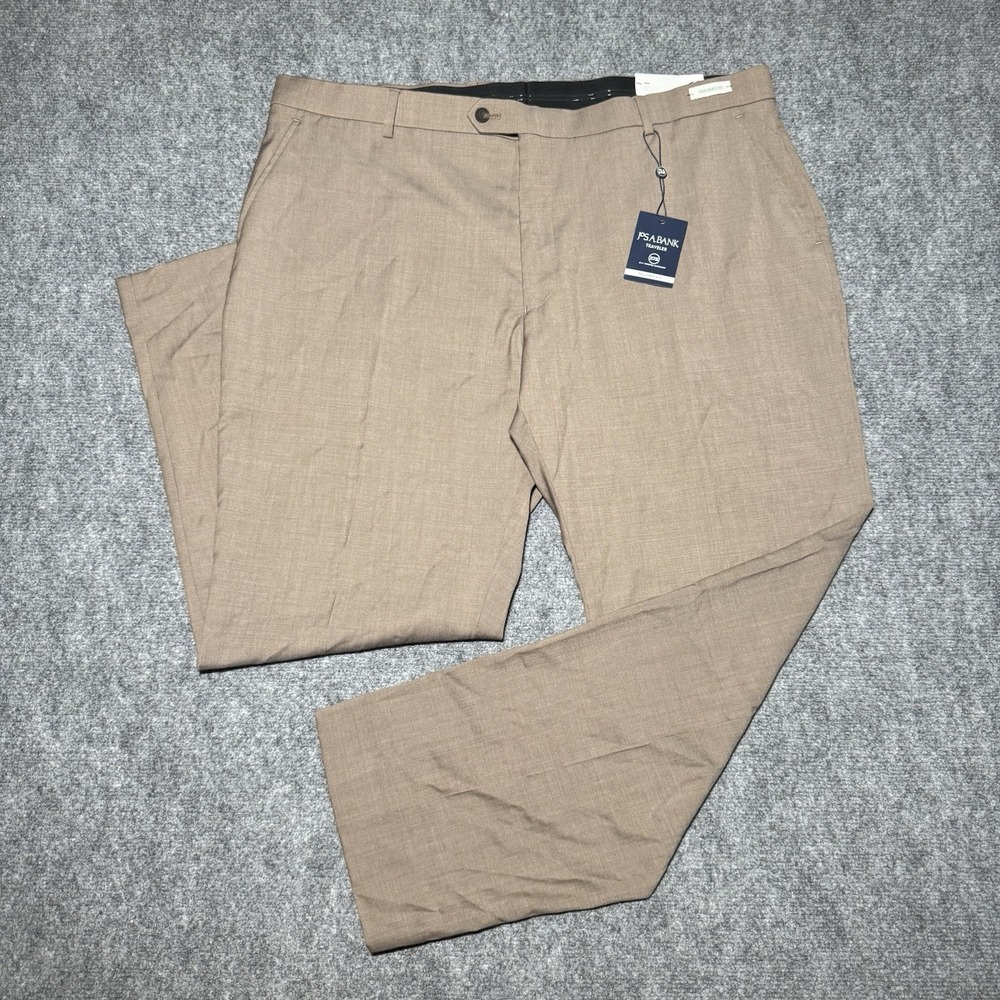 Jos A Bank Traveler Brown Chino Pants Men 42x30 Wool Blend Preppy Casual NEW NWT